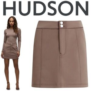 Hudson Jeans Seamed Mini Skirt Large Taupe A-Line Modern Y2K Casual Pockets